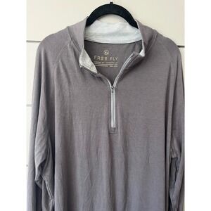 Free Fly Mens Performance Bamboo Midweight Quarter Zip Pullover Charcoal Grey XL